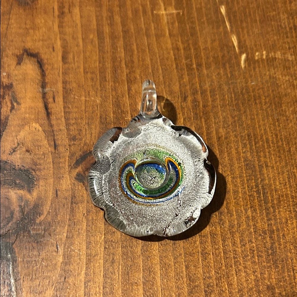 Dichroic Glass Pendant with Multicolor Swirl